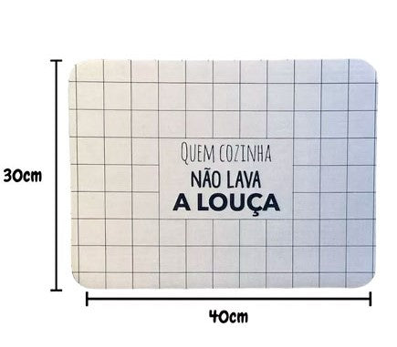 Tapete Aparador de Louça 30x40cm Super Absorção de Liquidos Louça Copo Talheres, Frases Inspiradora