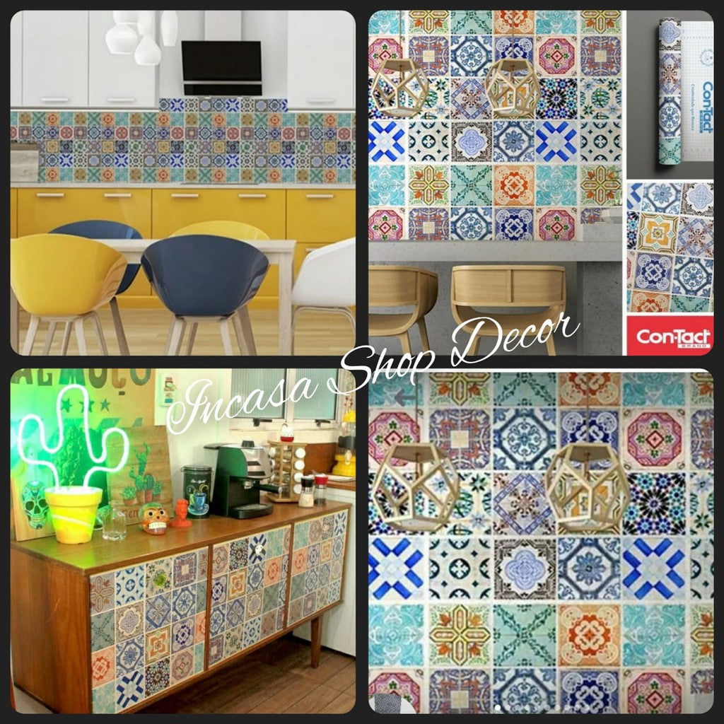 Papel Adesivo Azulejo Português Color Lavável Copa Cozinha