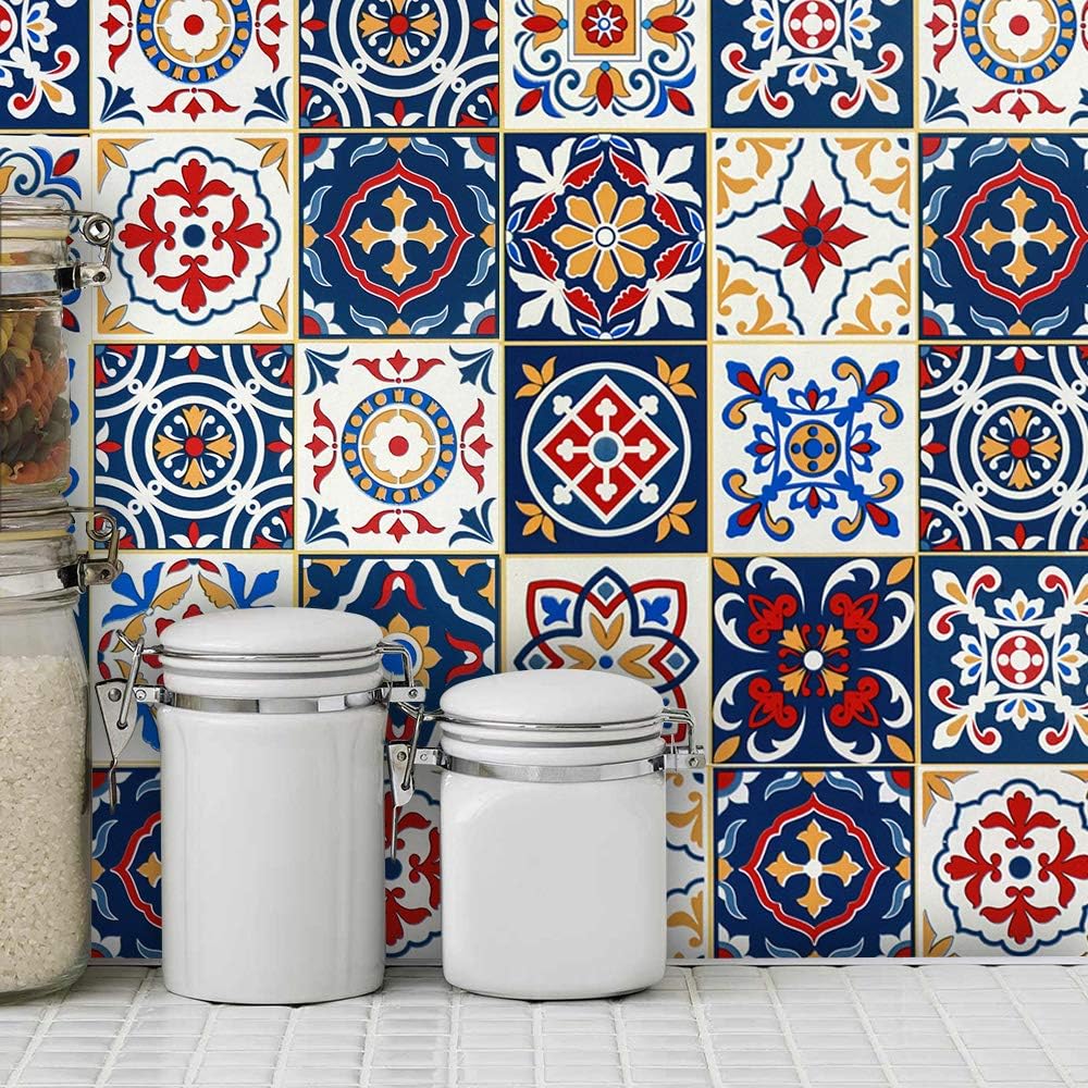 Papel de Parede Azulejo Ladrilho Hidráulico Coloridos Adesivo Lavável Cozinha