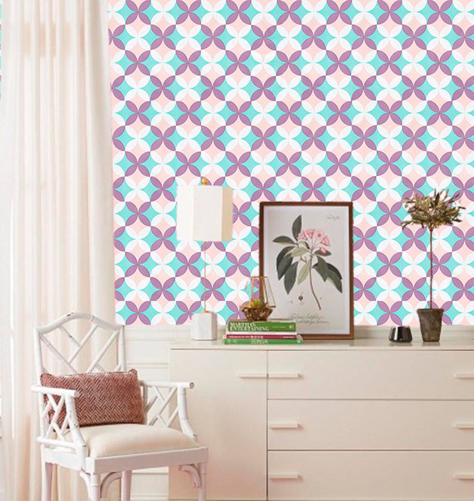 Papel de Parede Floral Tons Lilás Adesivo Lavável Sala Quarto