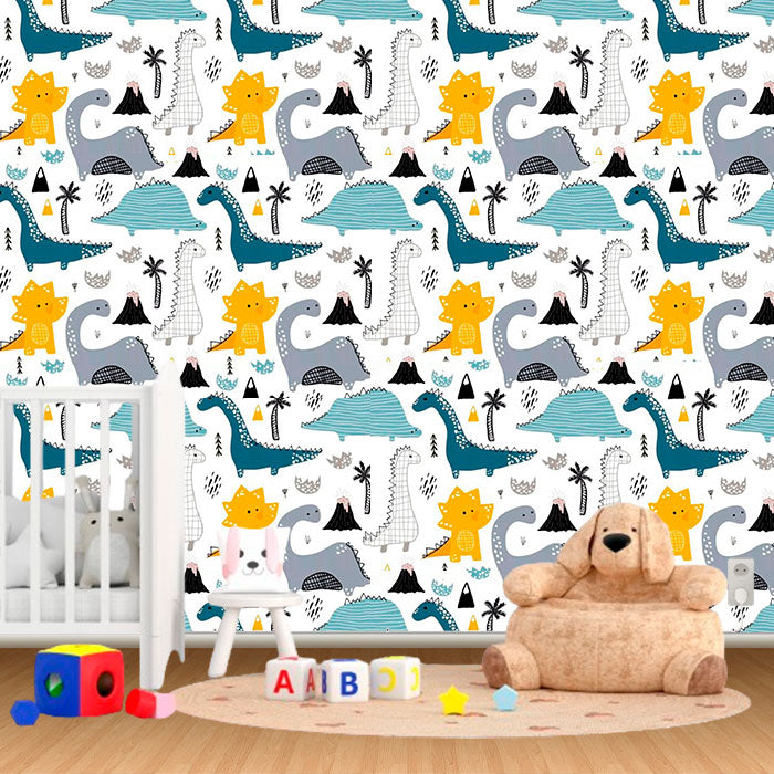 Papel de Parede Infantil Zoo, Adesivo Lavável Quarto Infantil Menina Menino