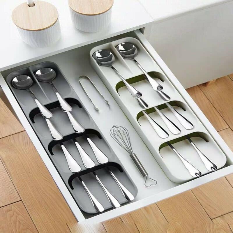 Porta Talheres Organizador de Gaveta 5 Divisórias Garfo/Faca/Colher 40x12cm Separador Talheres e Utensílios