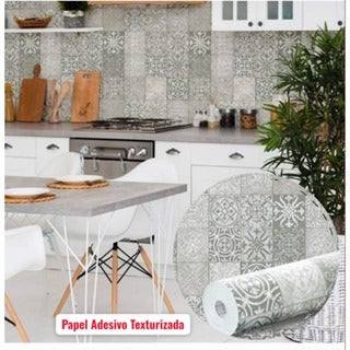 Papel de Parede Azulejos Vintage Textura Adesivo Resistente Cozinha Copa