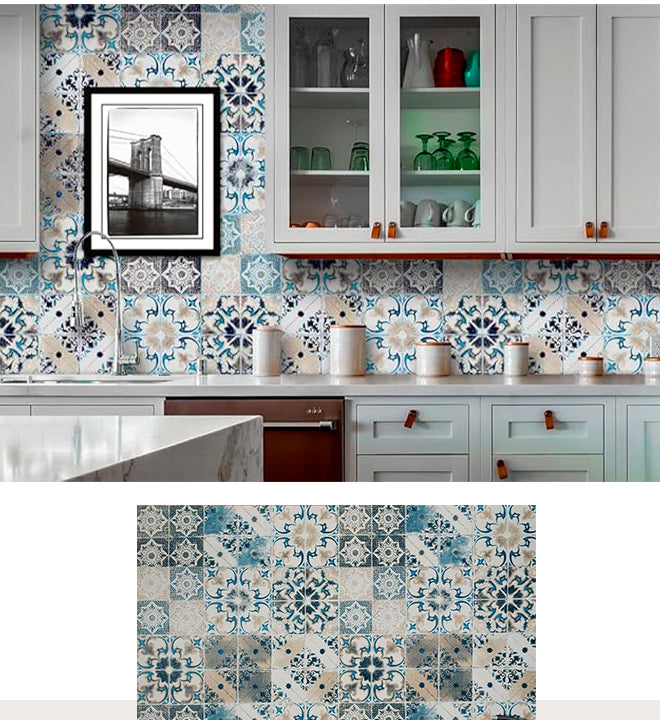 Papel de Parede Azulejo Português Adesivo à prova d´água Banheiro Cozinha