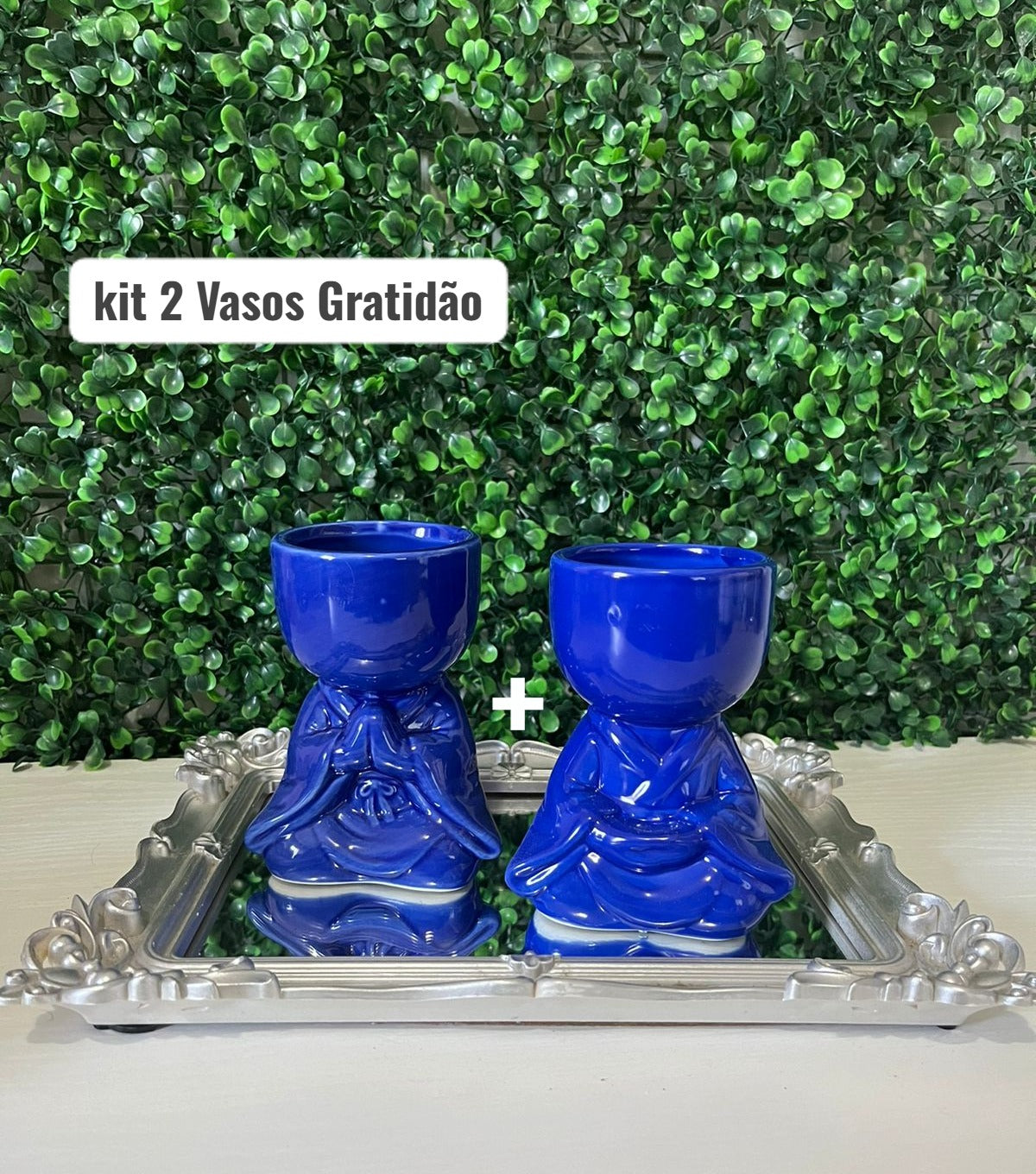 Kit 2 Vasos em Porcelana Orando 19x10cm Decoração de Casa