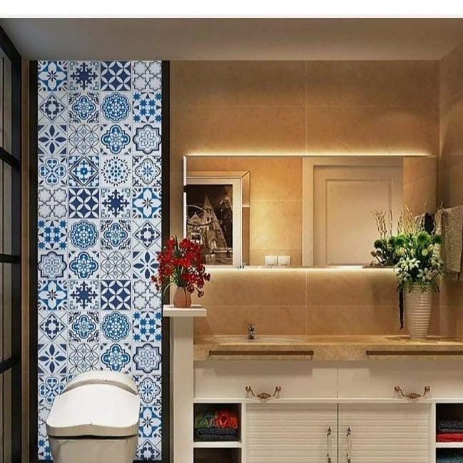 Papel de Parede Adesivo Azulejo Hidráulico Português Lavável Cozinha Banheiro