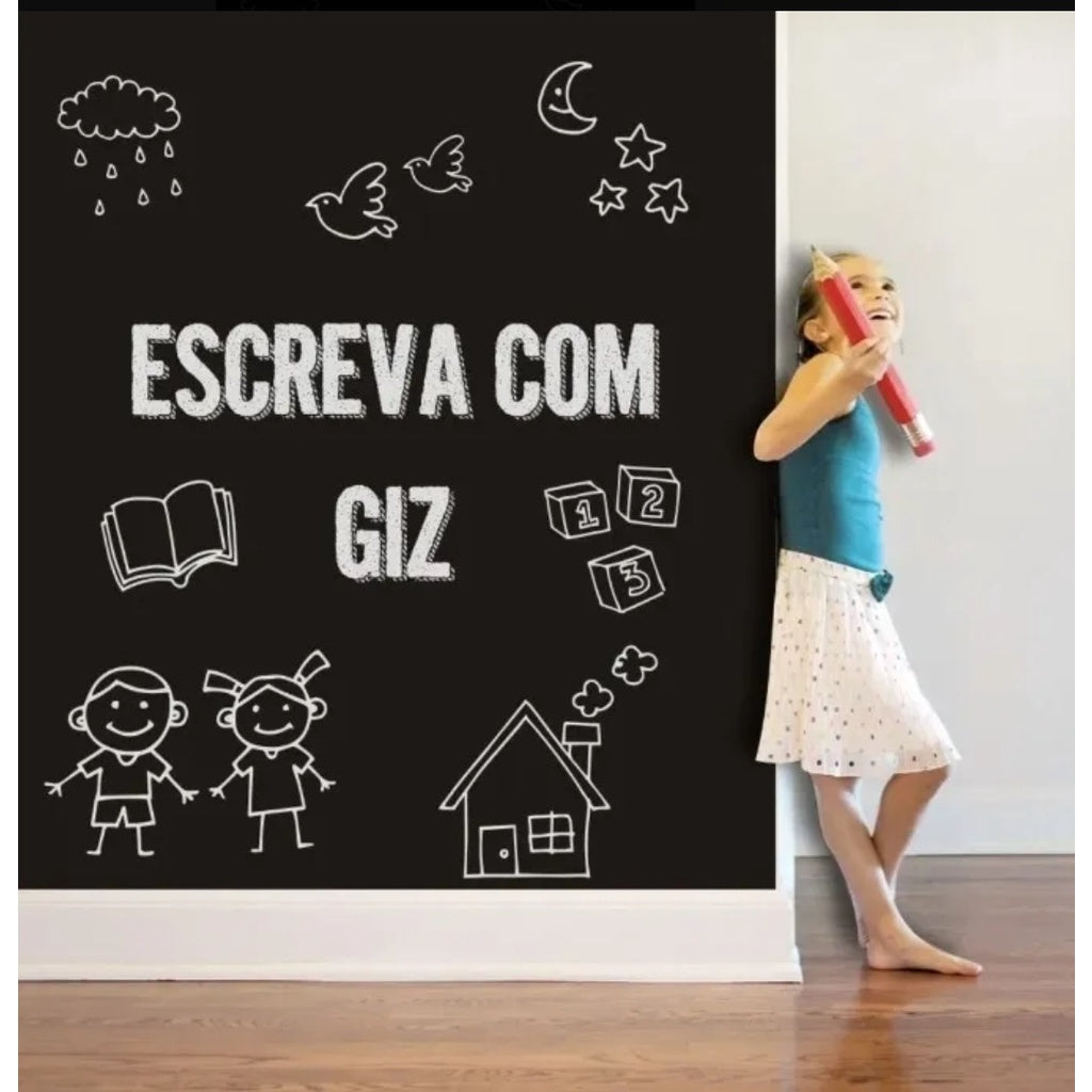 Adesivo Lousa Quadro Negro Escreve Com Giz Comum Recados Anotações