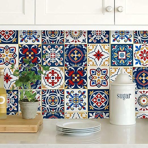 Papel de Parede Azulejo Português Hidráulico Adesivo Lavável Cozinha