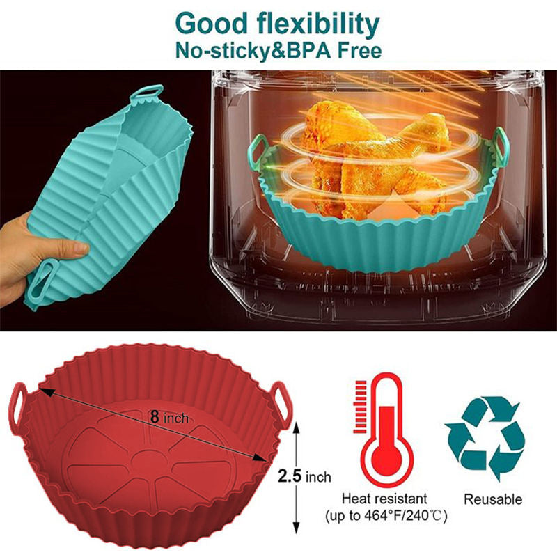 kit 4pçs C/ 2 Formas de Silicone 2 Pinceis Airfryer Protetor, Maleável e Antiaderente