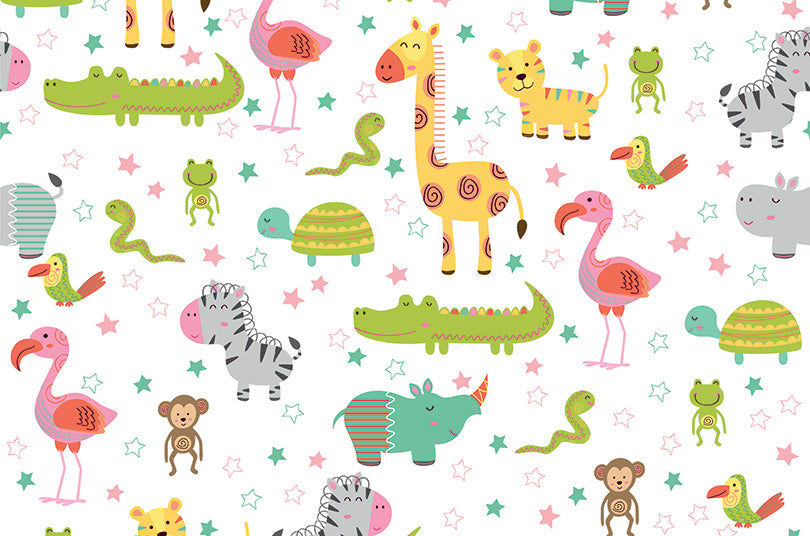 Papel de Parede Adesivo Baby Zoo Lavável Impermeável Quarto Sala