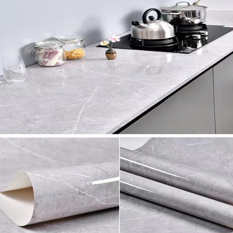 Papel de Parede Adesivo Mármore Brilhante Lavável 4,5M x 60cm Cozinha Banheiro