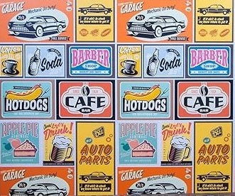 Papel de Parede Retro Coffee Adesivo Autocolante Resistente Lavável Copa Cozinha Área Gourmet