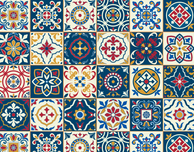 Papel de Parede Azulejo Ladrilho Hidráulico Coloridos Adesivo Lavável Cozinha