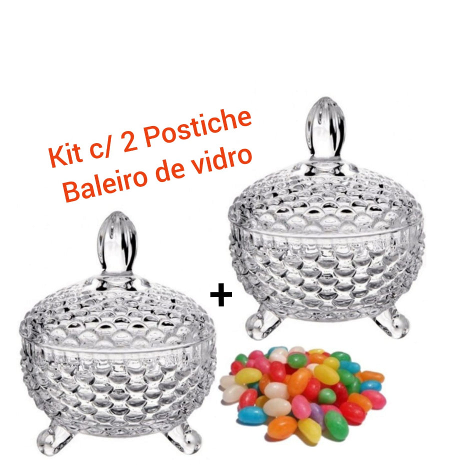 Potiche Baleiro Vidro Transparente GRANDE 770ml ou Médio 240ml Armazenamento de Bombons, Balas e Doces