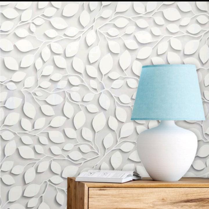 Papel de Parede Floral Tons Cinza e Branco Adesivo Lavável Sala Quarto