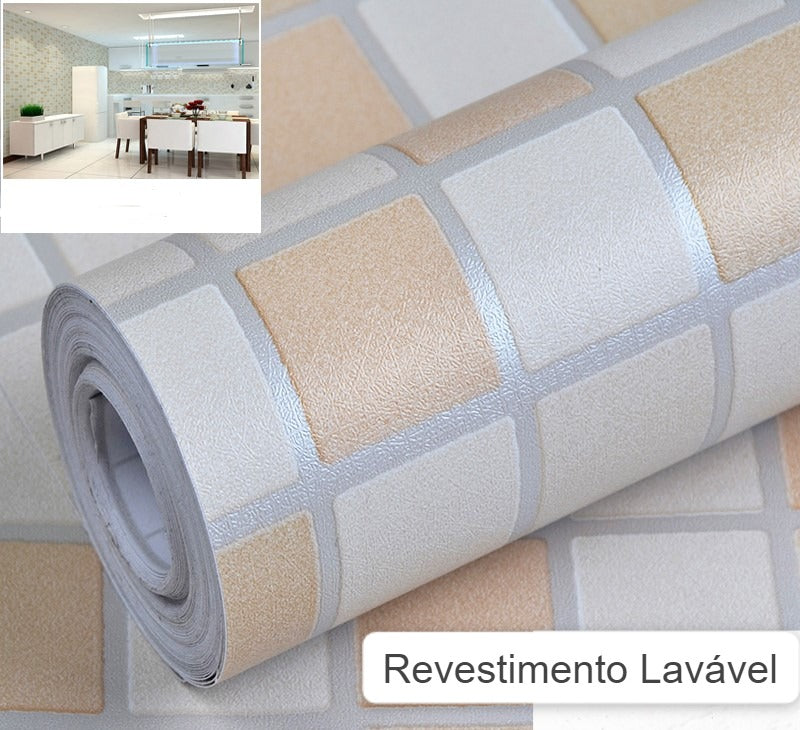 Papel de Parede Mosaico à Prova d'água Autocolante Pastilhas Cozinha e Banheiro