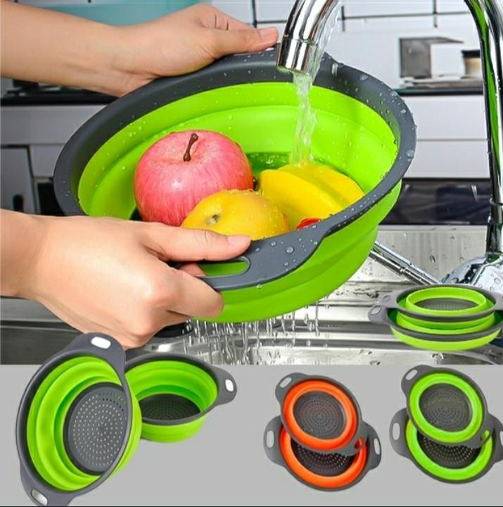 Escorredor Frutas e Legumes Silicone Multiuso Portátil dobrável