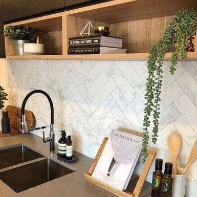 Papel de Parede Azulejo Mármore Adesivo Lavável Cozinha