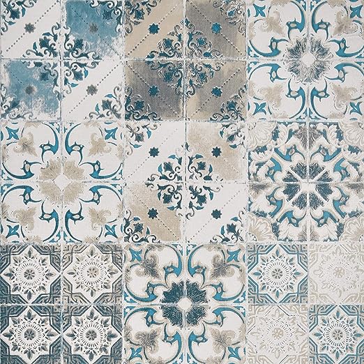 Papel de Parede Adesivo Azulejo Português Az Bege à prova d´água Cozinha