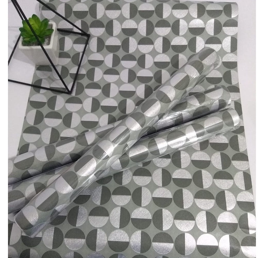 Papel de Parede Geométrico 3D Verde Musgo Prata Adesivo Lavável Sala Quarto