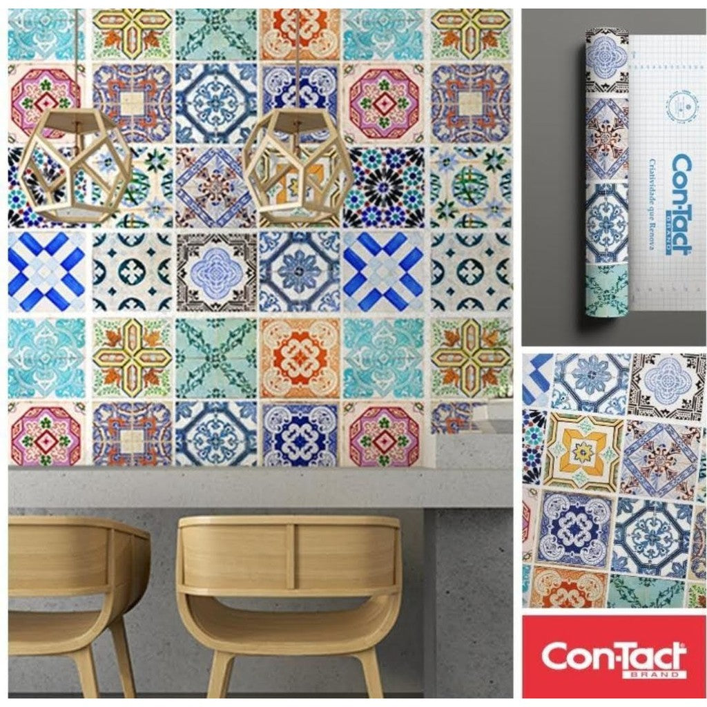 Papel Adesivo Azulejo Português Color Lavável Copa Cozinha