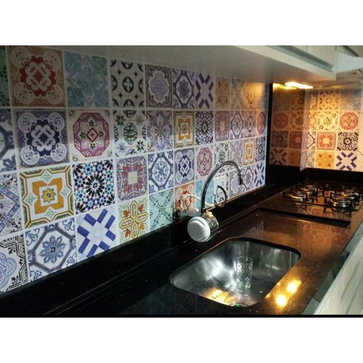 Papel Adesivo Azulejo Português Color Lavável Copa Cozinha