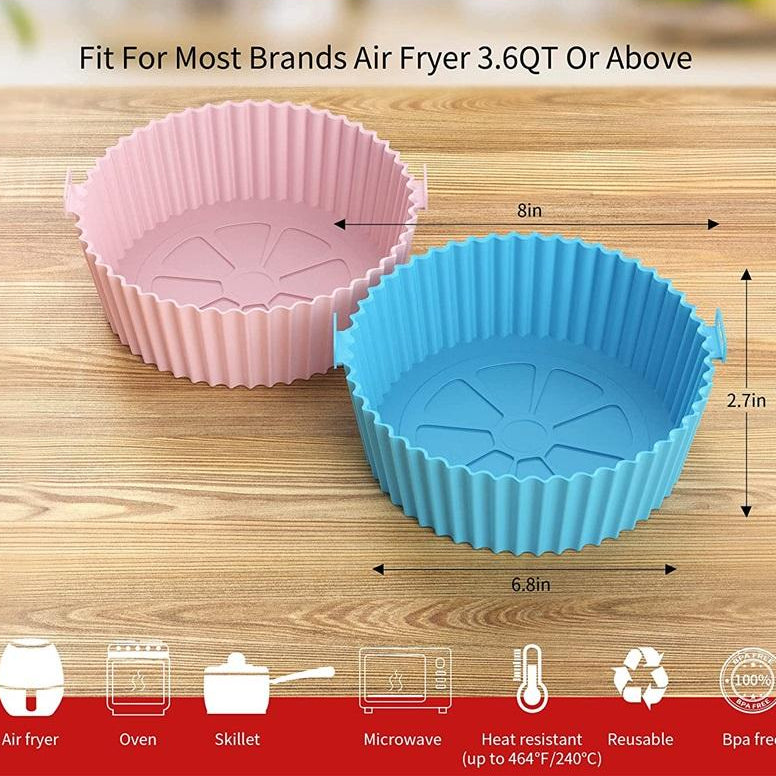 kit 4pçs C/ 2 Formas de Silicone 2 Pinceis Airfryer Protetor, Maleável e Antiaderente