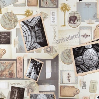 Papel de Parede Retro Scrapbook Adesivo Texturizado Resistente Lavável Revestimento Móveis e Parede