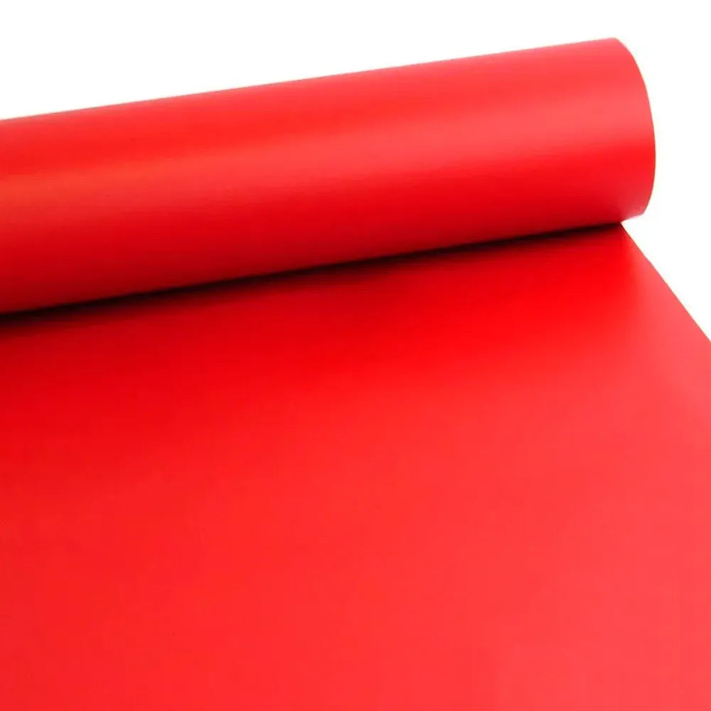 Papel Adesivo Lavável Vermelho Liso Revestimento de Móveis Parede