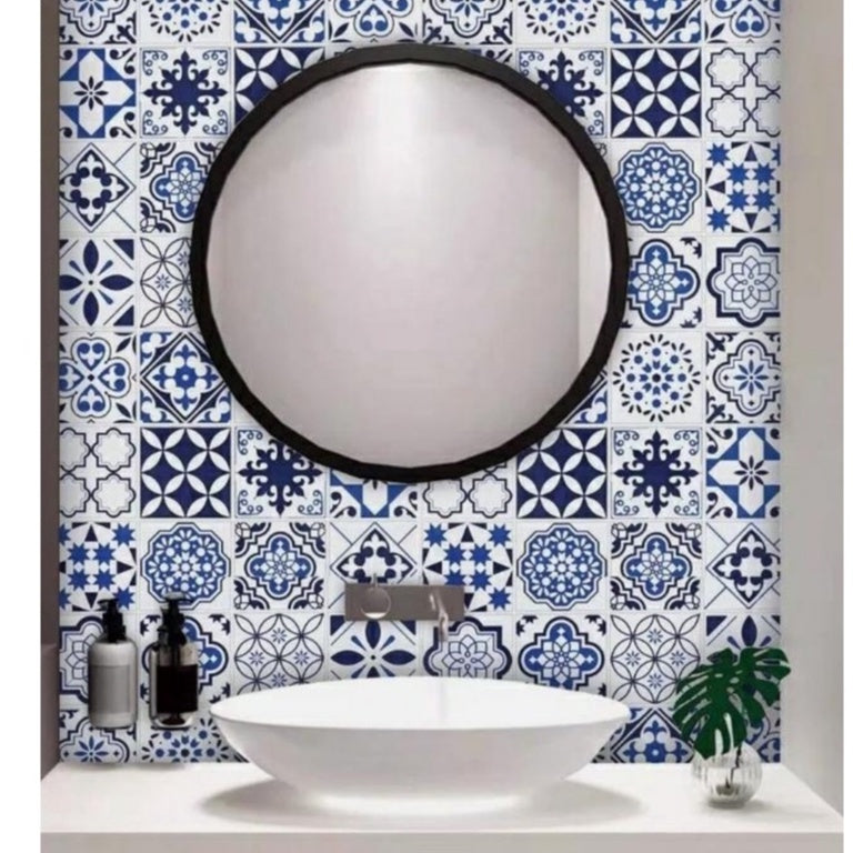 Papel de Parede Adesivo Azulejo Hidráulico Português Lavável Cozinha Banheiro