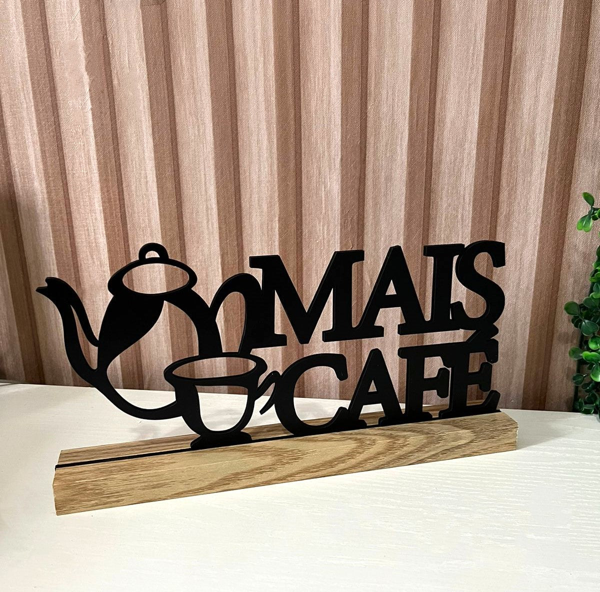 Cantinho do Café em Mdf  Frase Criativa  26,5 x13,5Cm Com Base de Mesa