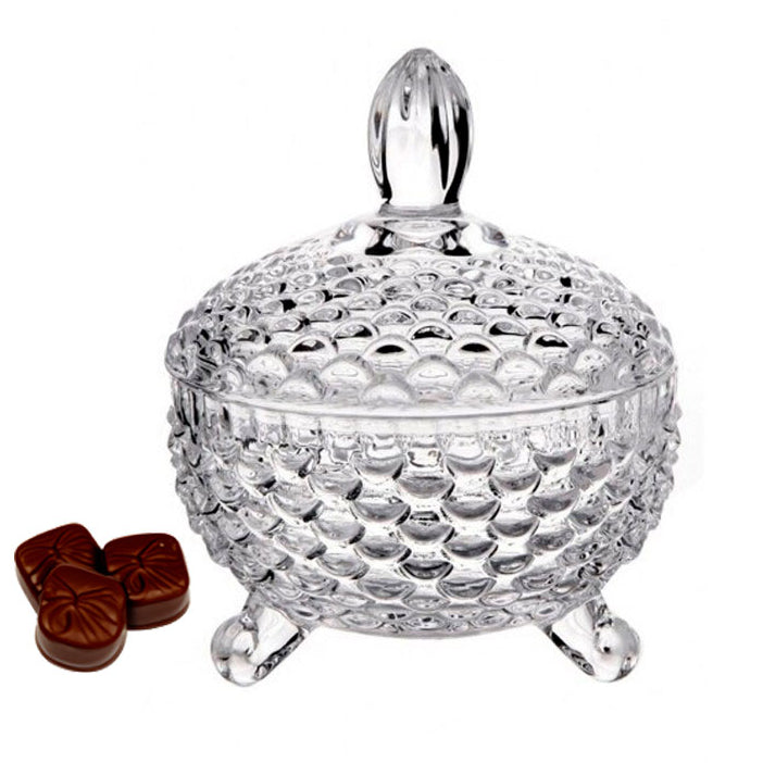 Potiche Bomboniere Baleiro Diamante Vidro Transparente 240ml ou 770ml, Armazenamento de Bombons doces