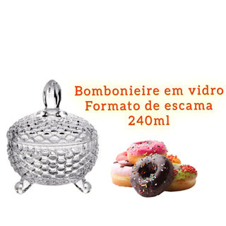 Conjunto 2 Potiche Bomboniere Baleiro Vidro 240ml Armazenamento Bombons doces