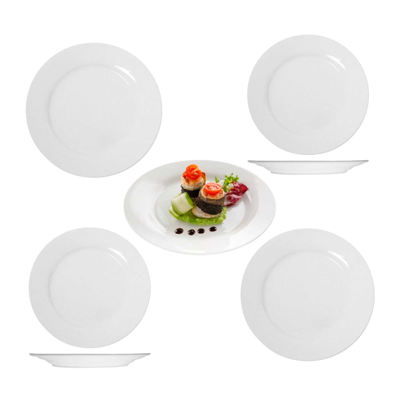 kit de 4 Pratos Fundo 25cm Branco Melamina Plástico Resistente Buffet Bar Restaurante