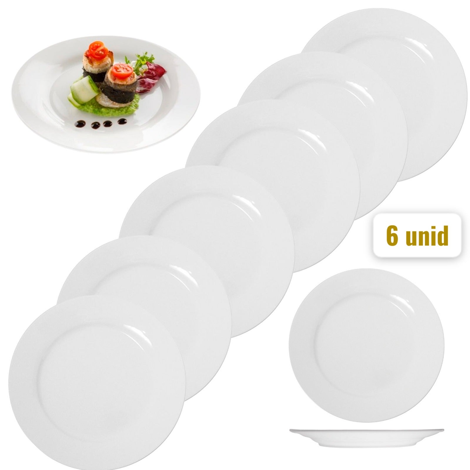 Kit 6 Prato Fundo 25cm Br Melamina/Plástico Resistente p/ Buffet Bar Restaurante